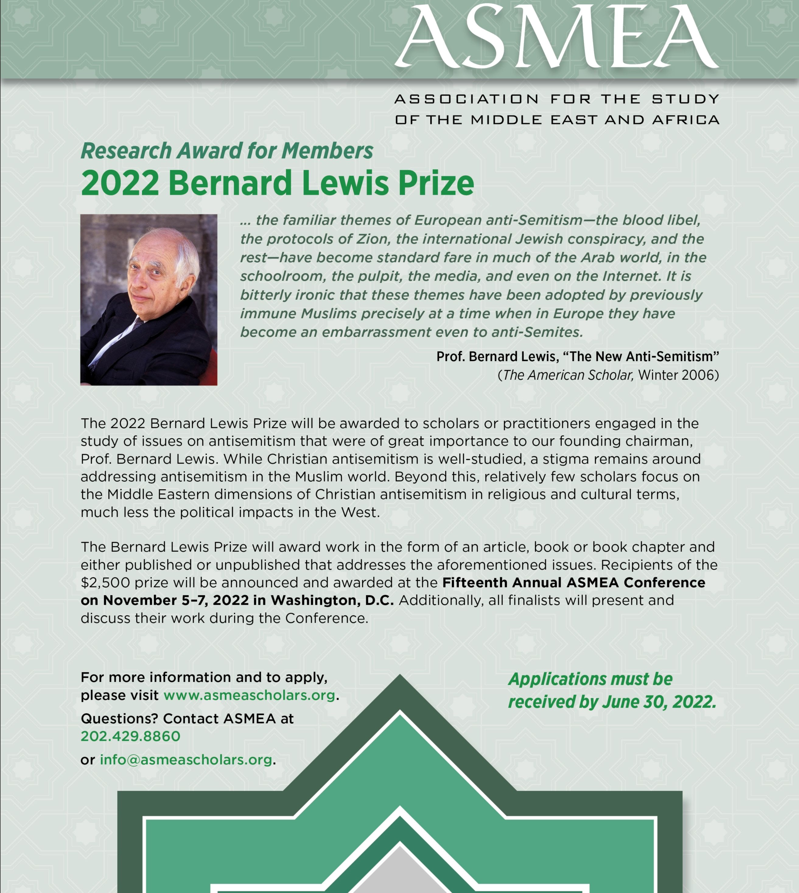 Association for the Study of the Middle East and Africa (ASMEA): 2022 Bernard Lewis Prize